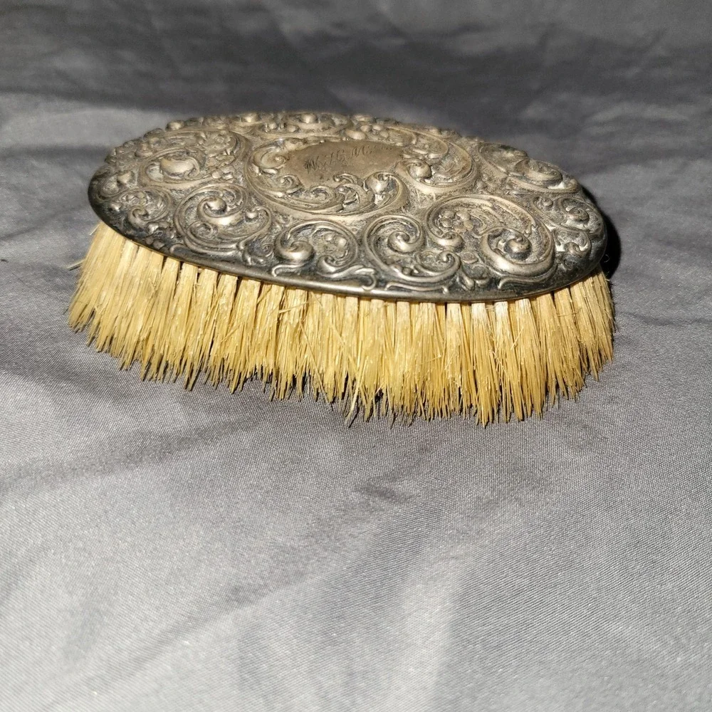 Antique Sterling 925 Engraved Vanity Brush